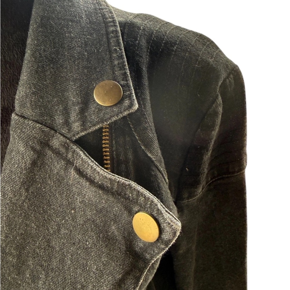 Sugar Lips Asymmetric Zip Denim Moto Jacket XS Black - Picture 3 of 6